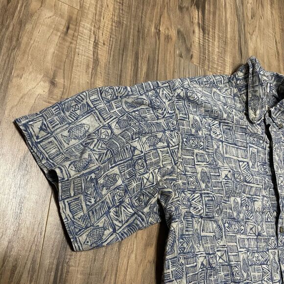 Woolrich Button Up Cotton Shirt Mens Size XL Fish Pattern Fishing Outdoor Blue - Picture 4 of 8